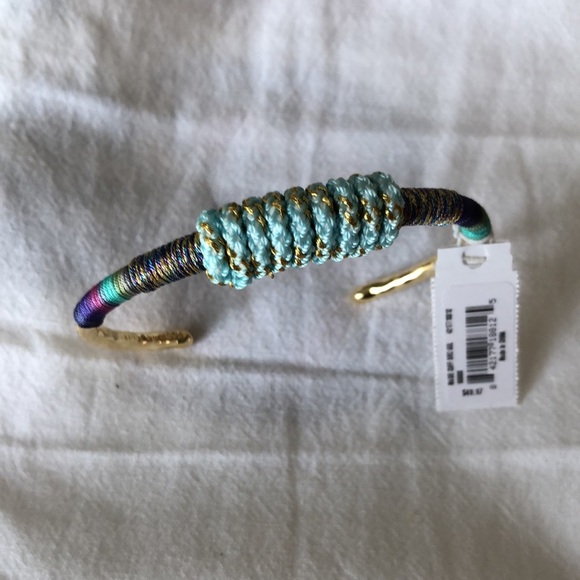 Kendra Scott Masie Gold Tone Cuff Bracelet Mint Mix Paracord NWT - Picture 2 of 13